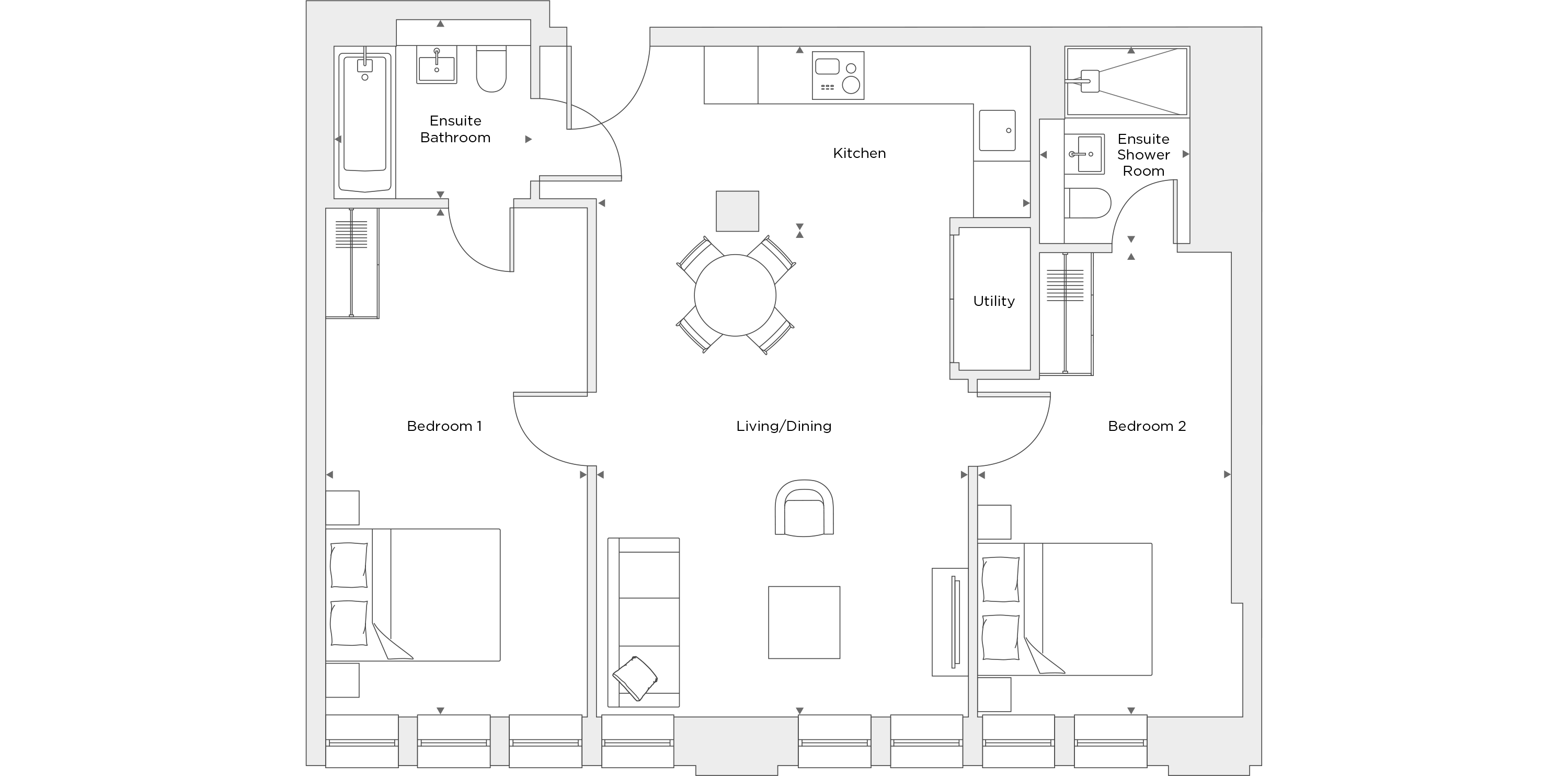 Two Bedroom Apartment A.1.04 Floor Plan