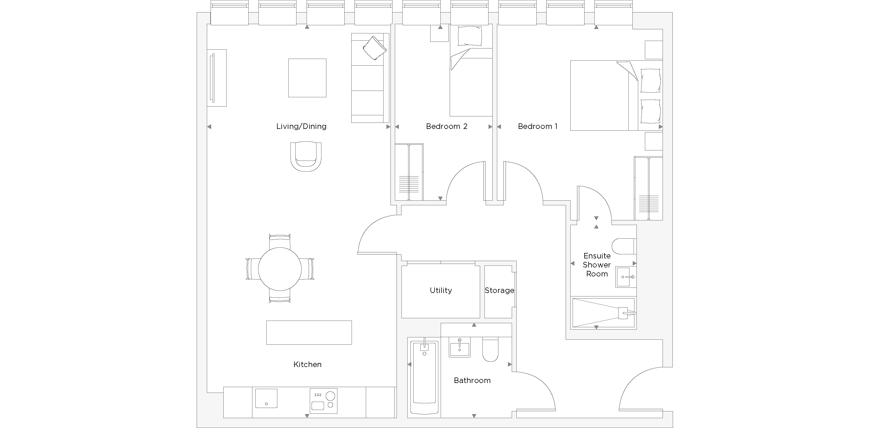 Two Bedroom Apartment C.1.01 Floor Plan