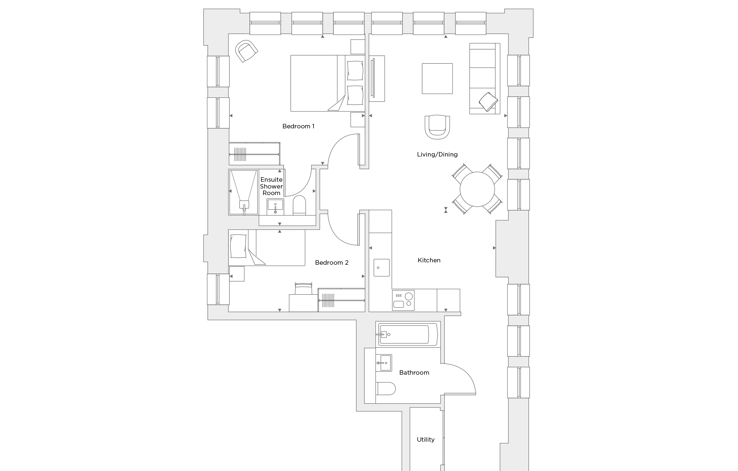 Two Bedroom Apartment A.1.08 Floor Plan