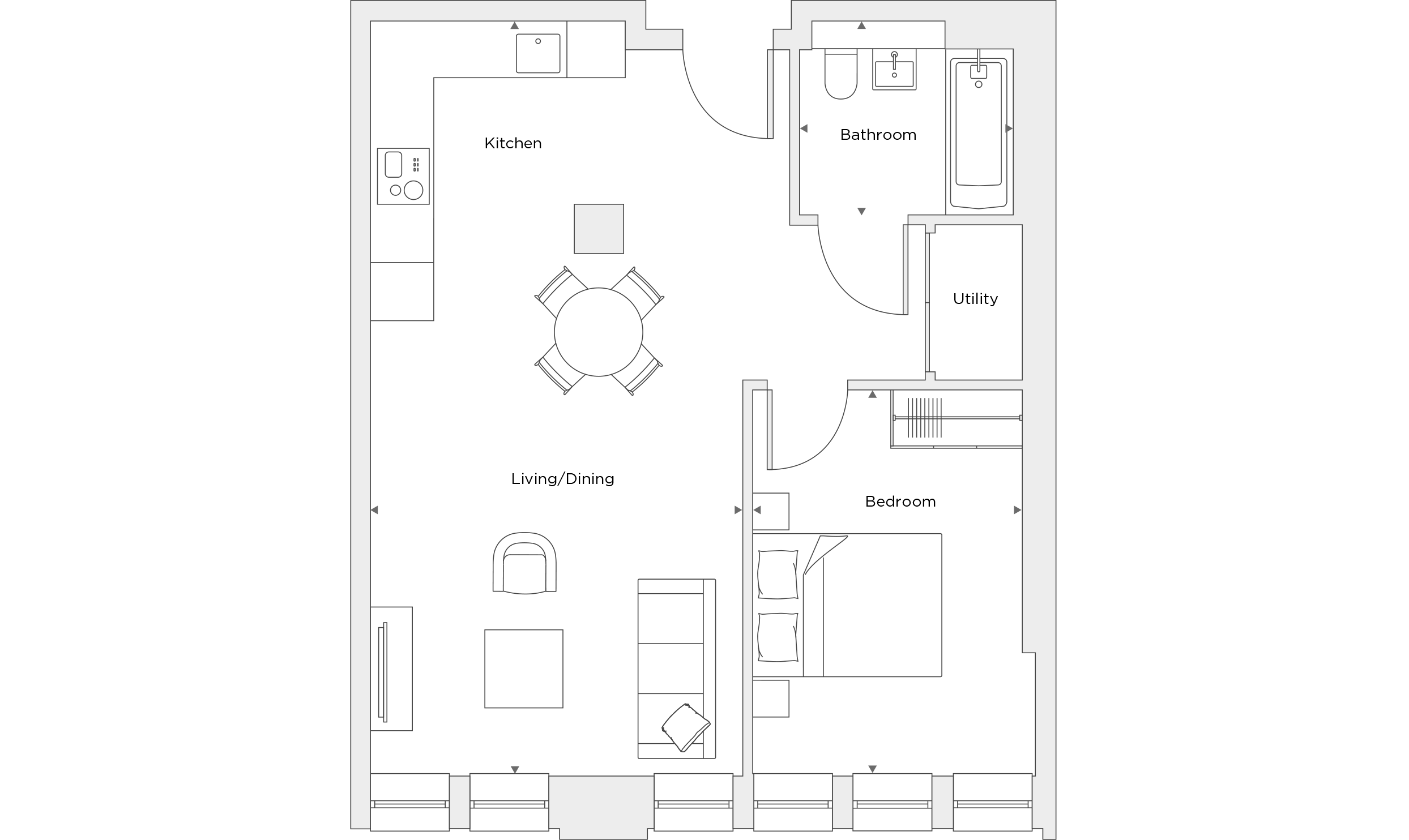 One Bedroom Apartment B.2.14 Floor Plan