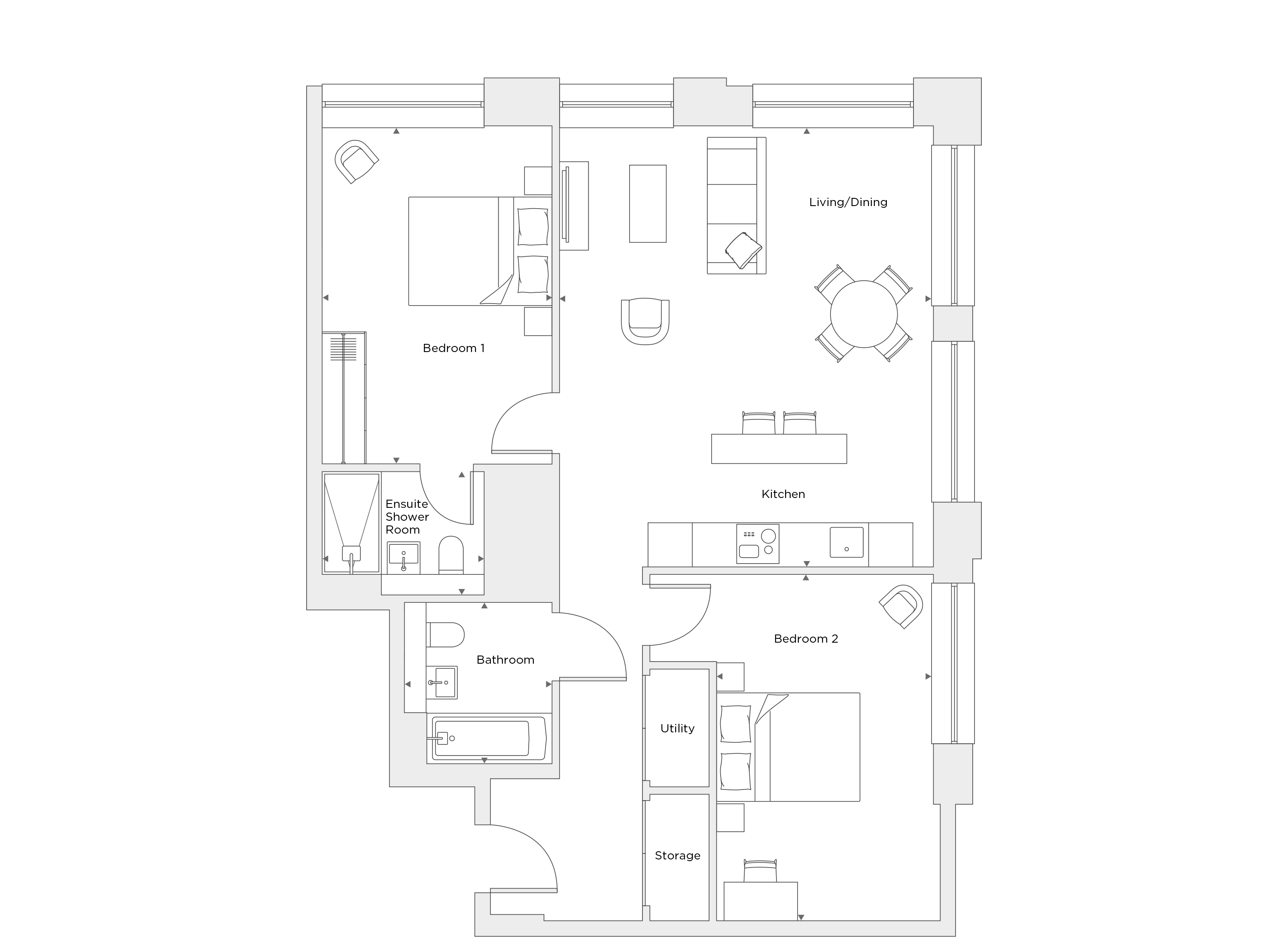 Two Bedroom Apartment A.0.08 Floor Plan