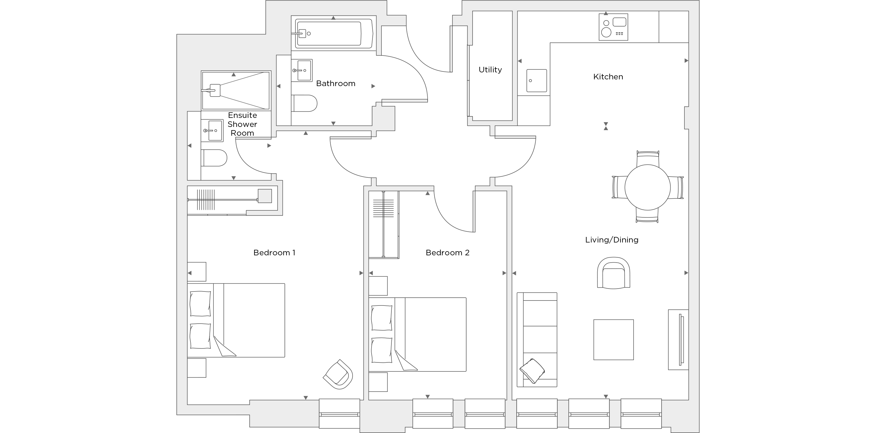 Two Bedroom Apartment A.1.01 Floor Plan